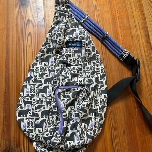 Kavu Black and Purple Patterned Sling Bag